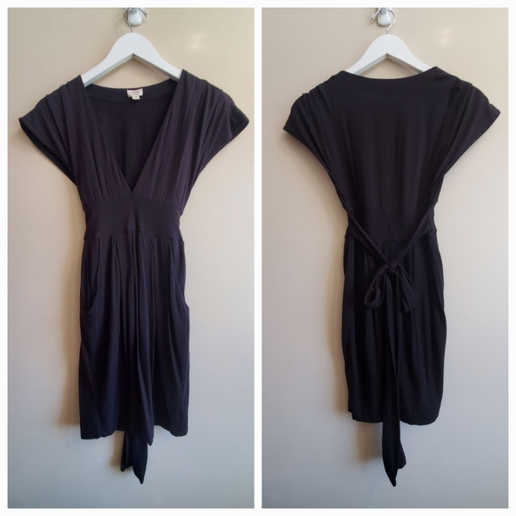 wilfred Black Jersey Dress with tie back, XXS - Picture 1 of 8